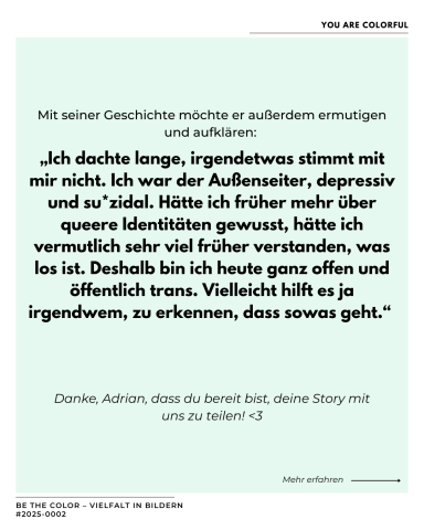 Text auf einem Hintergrund, der eine persönliche Geschichte über Verständnis und Identität teilt.